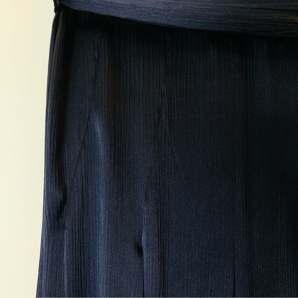 L'Agence Ocean 100% Silk Maxi Skirt High Slit Midnight Blue Small - Picture 3 of 16